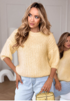 Moherowy Sveter na krótki rukáv z wełną On Airplane žltá