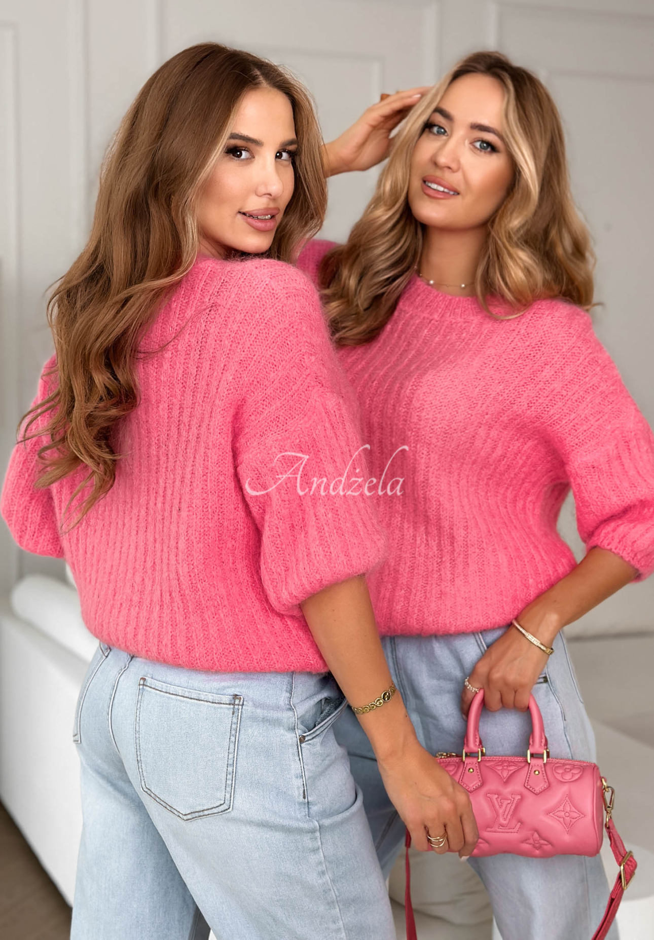 Mohérový sveter s vlnou On Airplane ružový