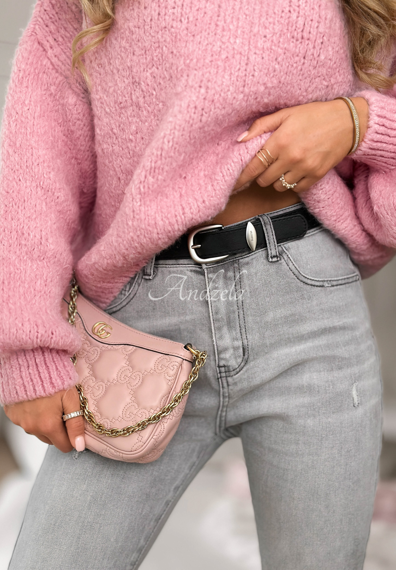 Džínsy loose fit s opaskom Not Even Close sivé