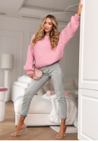 Nohavice džínosové z paskiem Not Even Close sivé