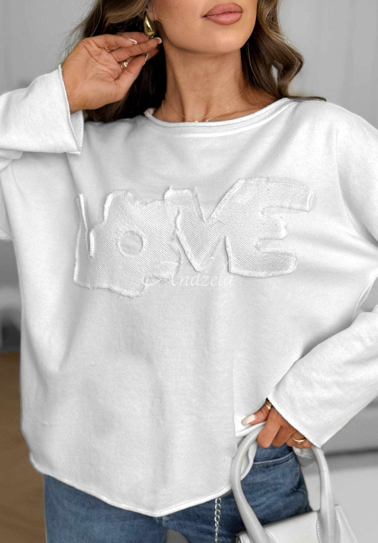 Bavlnená blúzka s nápisom Flowers &amp; Love Biela