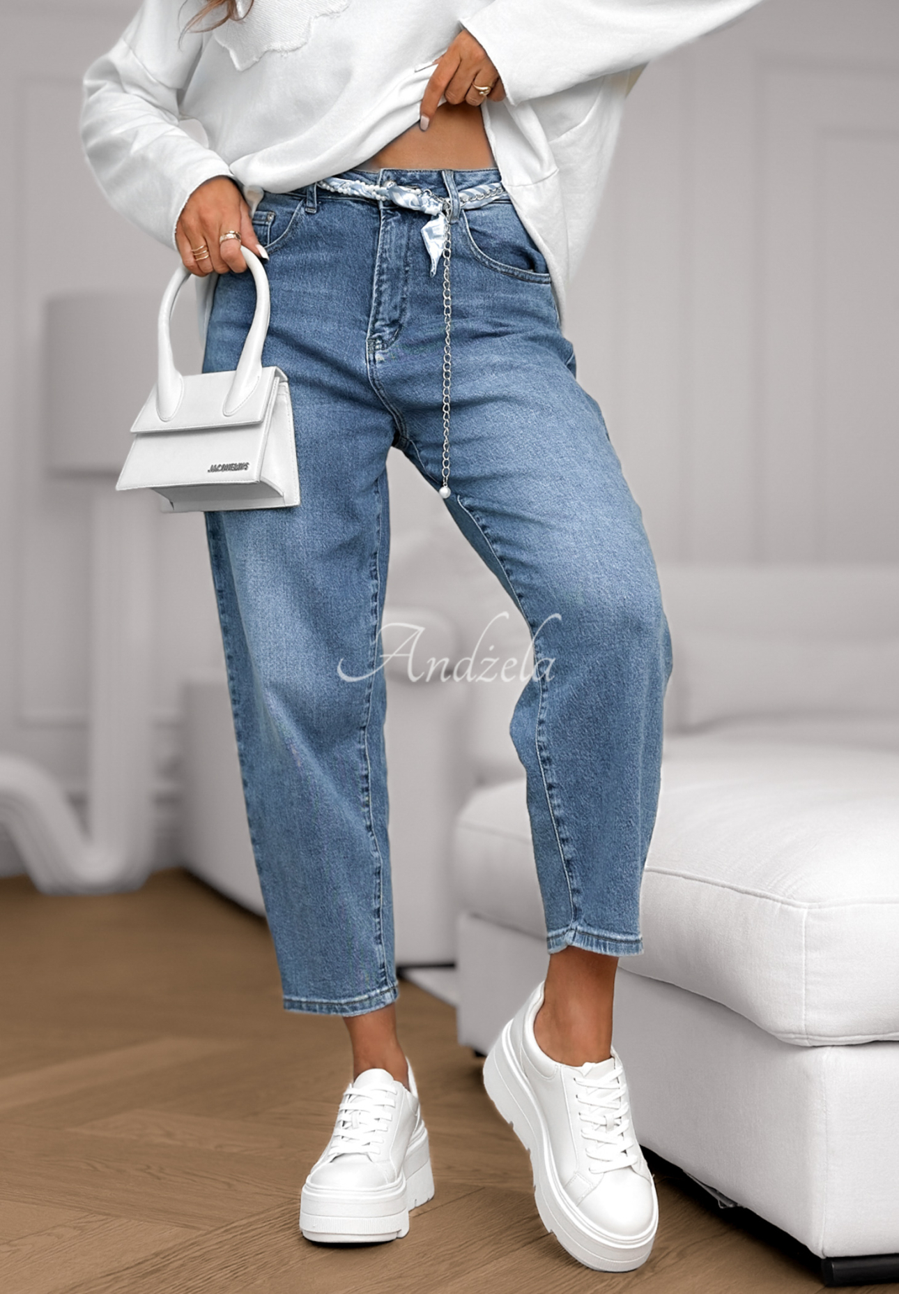 Džínsy balloon fit Not Follow modré