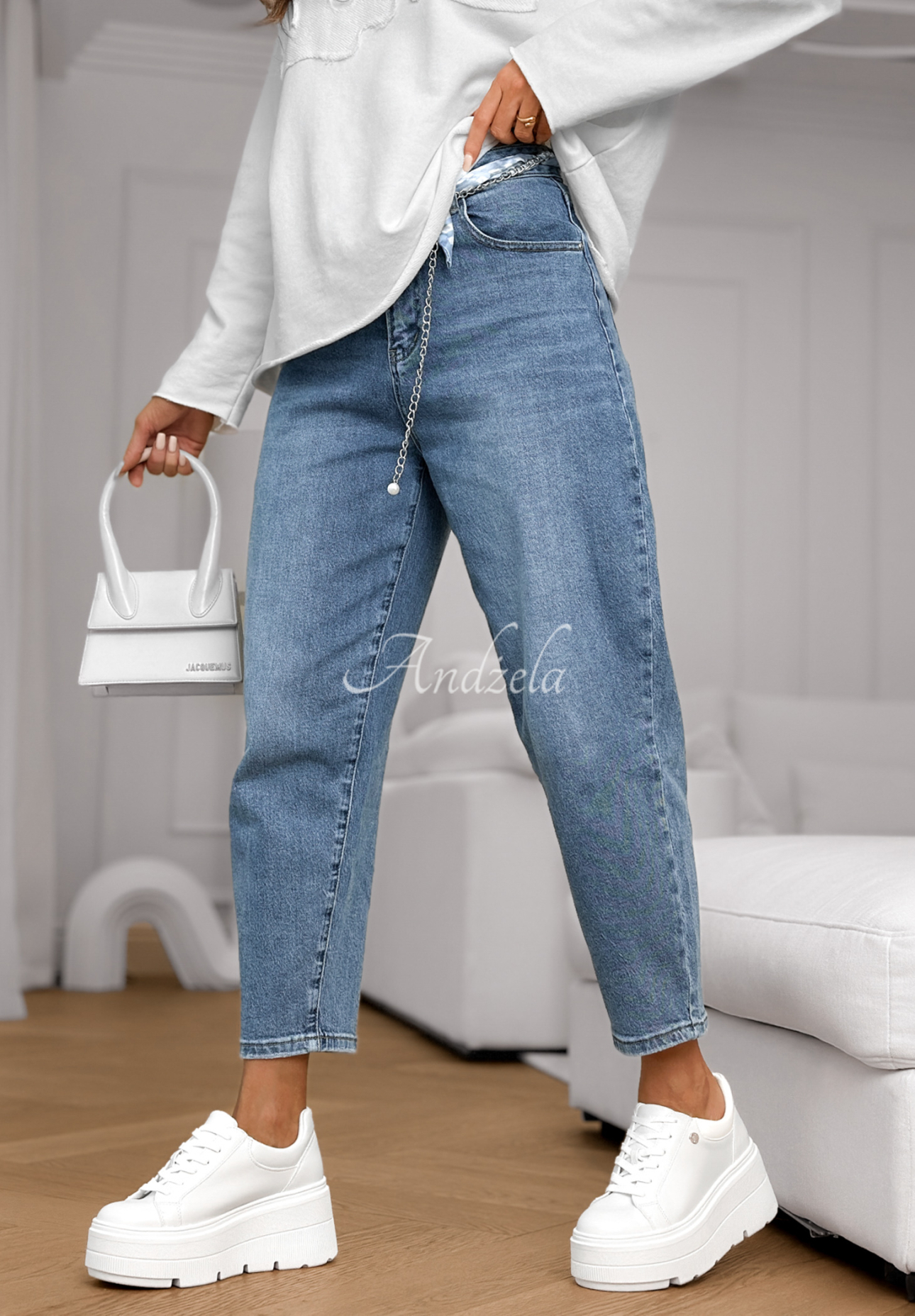 Džínsy balloon fit Not Follow modré