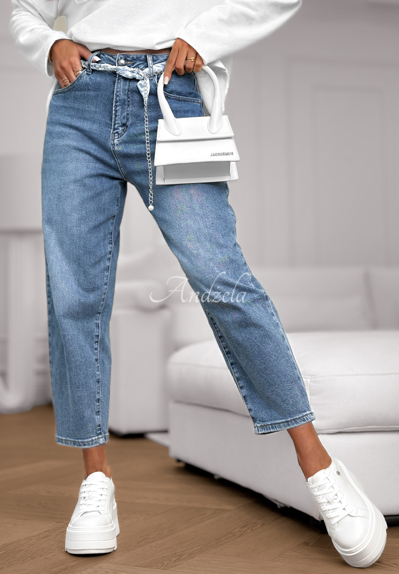 Džínsy balloon fit Not Follow modré