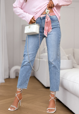 Dž&iacute;nsy mom fit s opaskom Real For You modr&eacute;