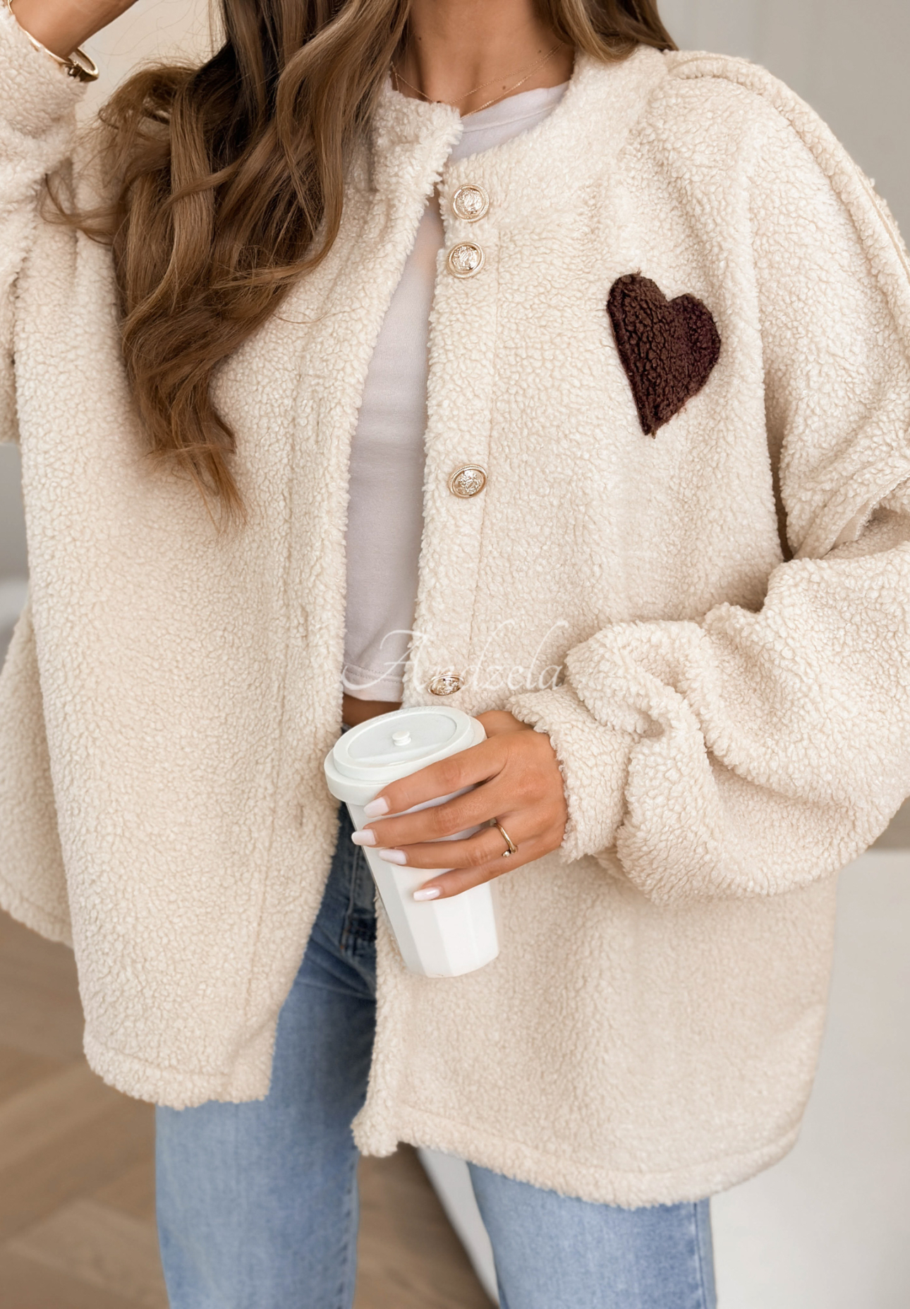 Krátka bunda sherpa kožúšok April Feels béžová