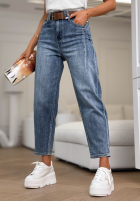 Nohavice džínosové mom fit z paskiem Are You Sure modré