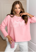 Blúzka z napisem Flowers & Love púdrovo ružová