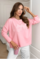 Blúzka z napisem Flowers & Love púdrovo ružová
