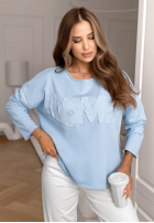 Blúzka z napisem Flowers & Love modrá