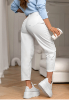 Nohavice džínosové z paskiem Know Nothing biele