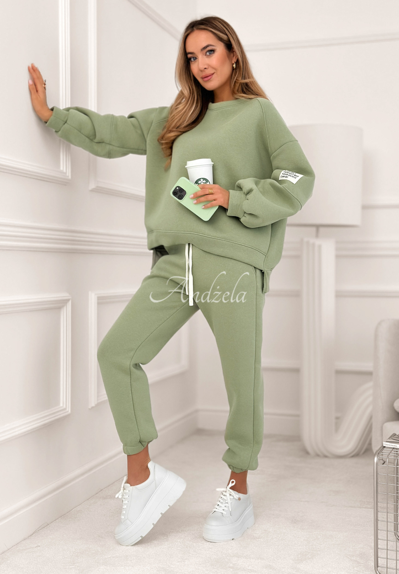 Bavlnená tepláková súprava Fits Me Perfectly šalviové