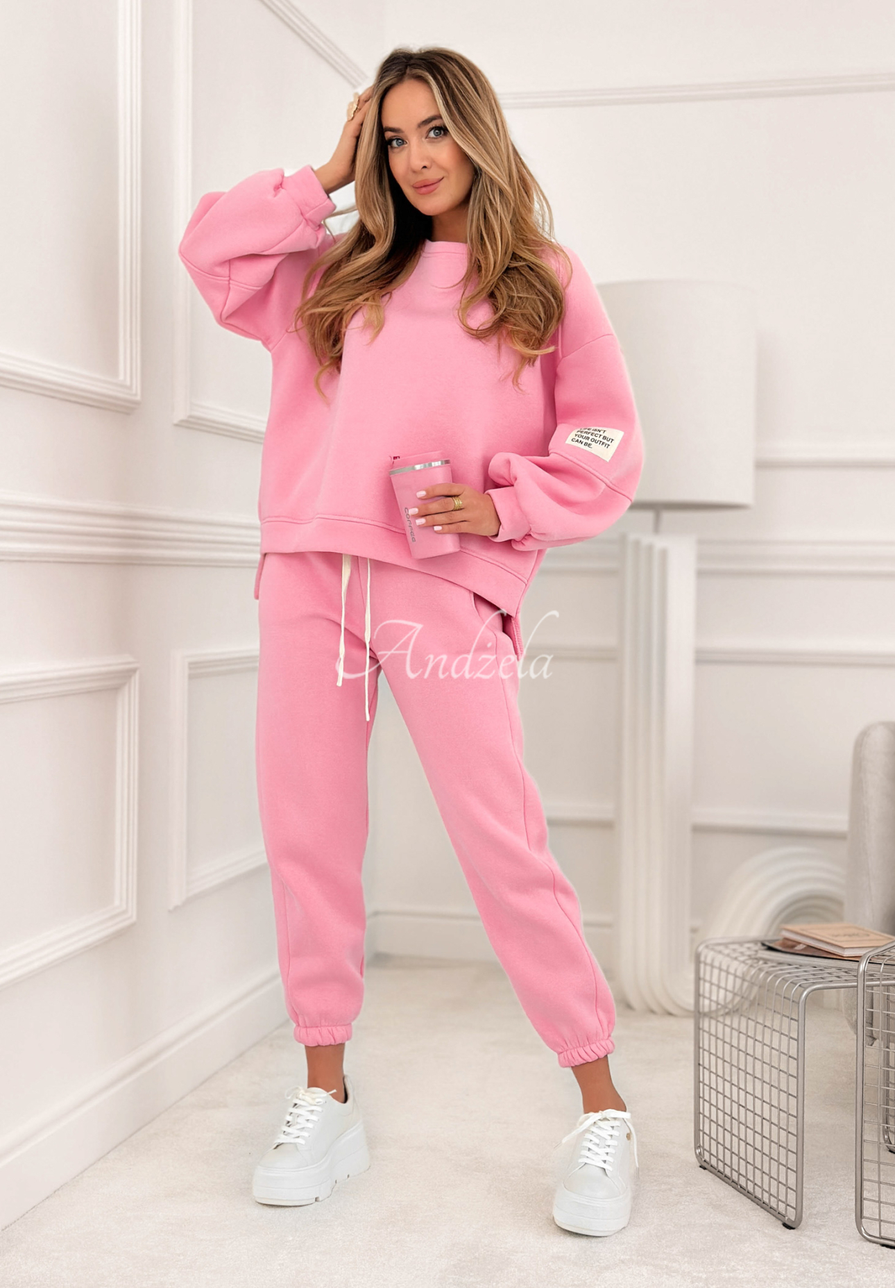 Bavlnená tepláková súprava Fits Me Perfectly ružový