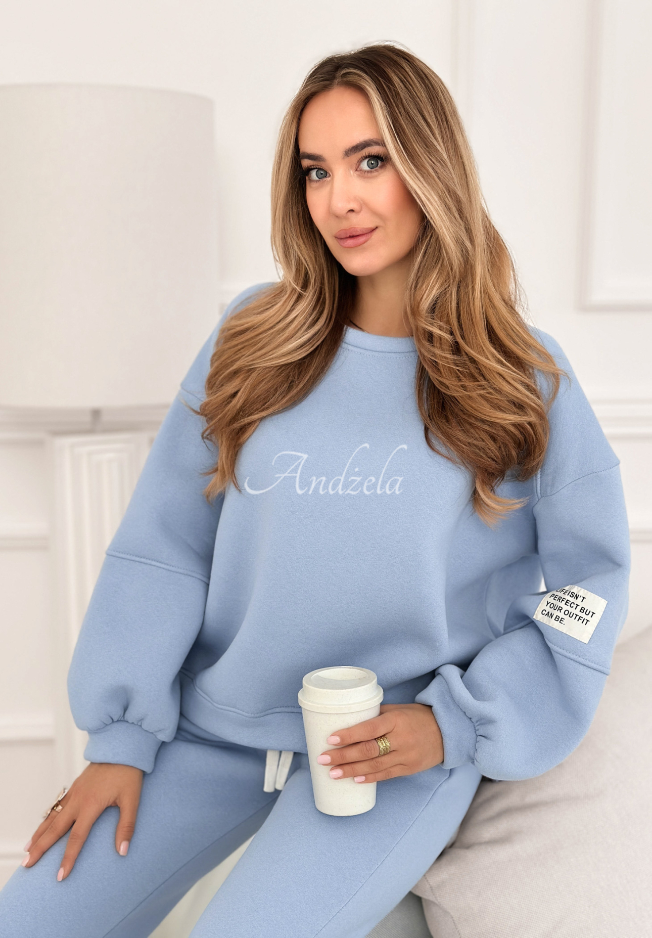 Bavlnená tepláková súprava Fits Me Perfectly blankytný