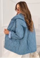 Krátka Prešívaná Bunda s kapucňou Springtime Starts blankytná