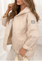 Krátka prešívaná bunda s kapucňou Springtime Starts béžová