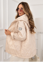 Krátka prešívaná bunda s kapucňou Springtime Starts béžová