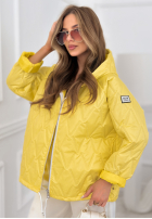 Krátka prešívaná bunda s kapucňou Springtime Starts žltá