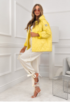 Krátka prešívaná bunda s kapucňou Springtime Starts žltá