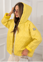 Krátka prešívaná bunda s kapucňou Springtime Starts žltá