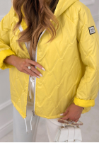 Krátka prešívaná bunda s kapucňou Springtime Starts žltá