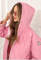 Krátka prešívaná bunda s kapucňou Springtime Starts ružová