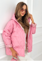 Krátka prešívaná bunda s kapucňou Springtime Starts ružová