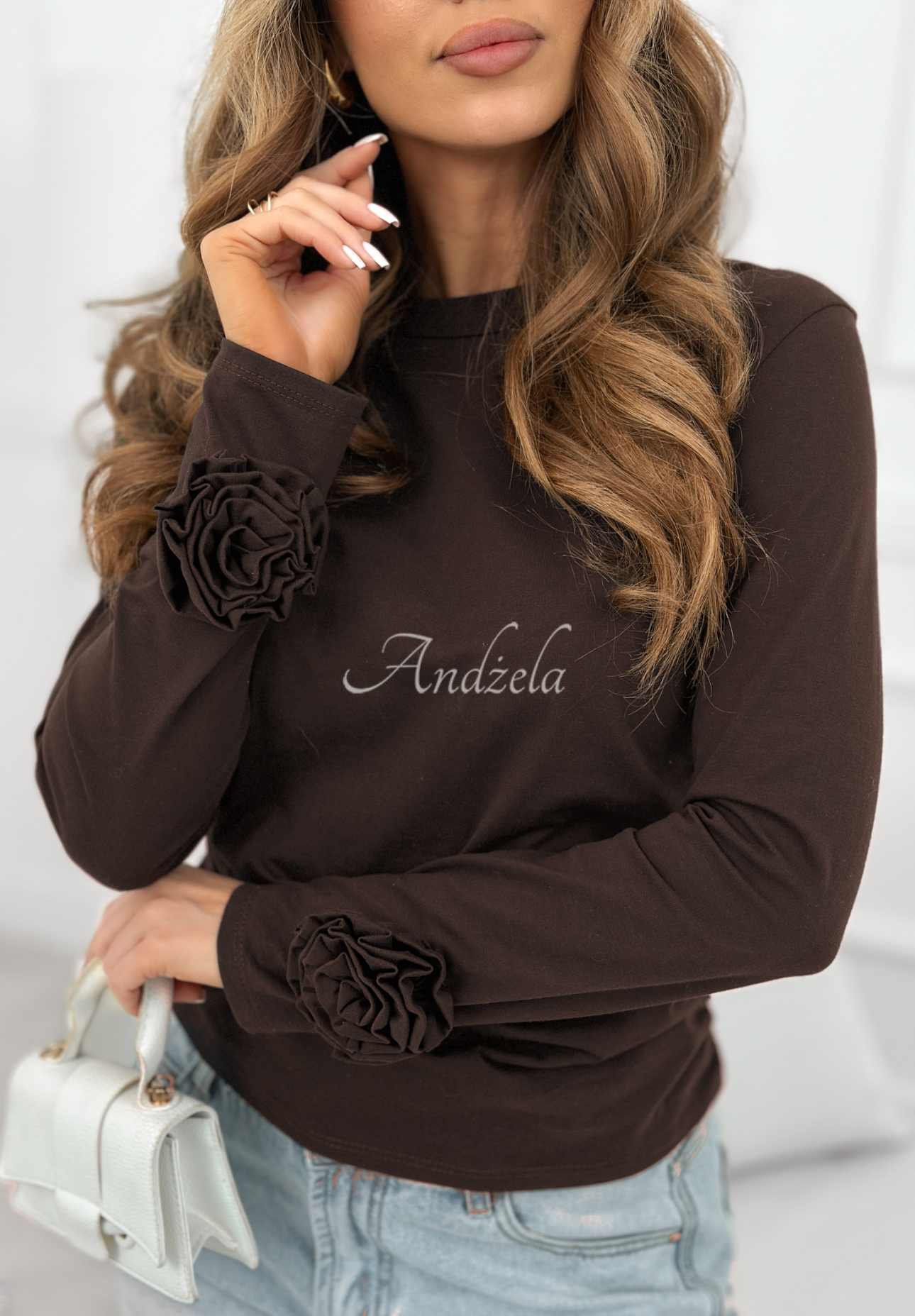 Bavlnená blúzka s ružami Come With Me čokoládová