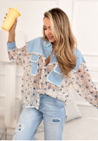 džínsová Košeľa z koronką New Melody niebiesko-Biela