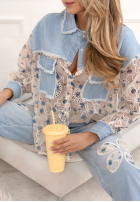 džínsová Košeľa z koronką New Melody niebiesko-Biela