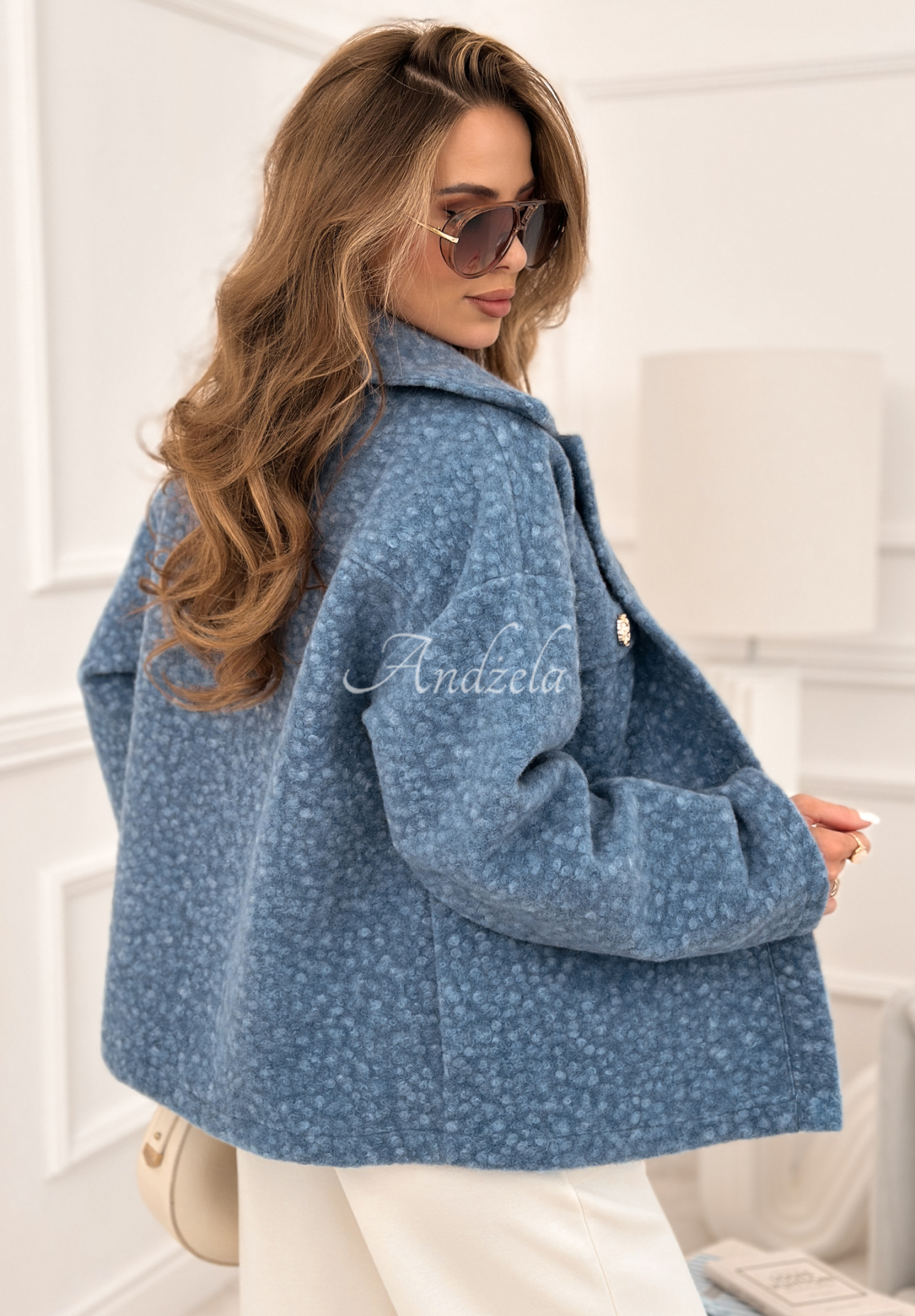 Krátka bunda kožúšok Warming Up modrá