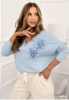 Blúzka z kwiatami Me And My Flowers blankytná
