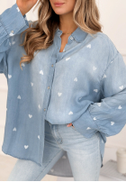 džínsová Košeľa w serduszka Sweet Little Hearts svetlomodrá