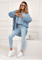 džínsová Košeľa w serduszka Sweet Little Hearts svetlomodrá