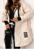 Długa Prešívaná Bunda s kapucňou For The Season béžová