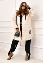 Długa Prešívaná Bunda s kapucňou For The Season béžová