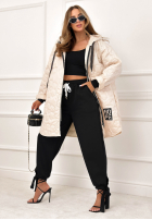 Długa Prešívaná Bunda s kapucňou For The Season béžová