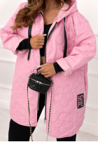 Długa Prešívaná Bunda s kapucňou For The Season ružová