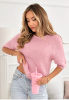 Miękki moherowy sweterek One More Hug púdrovo ružová