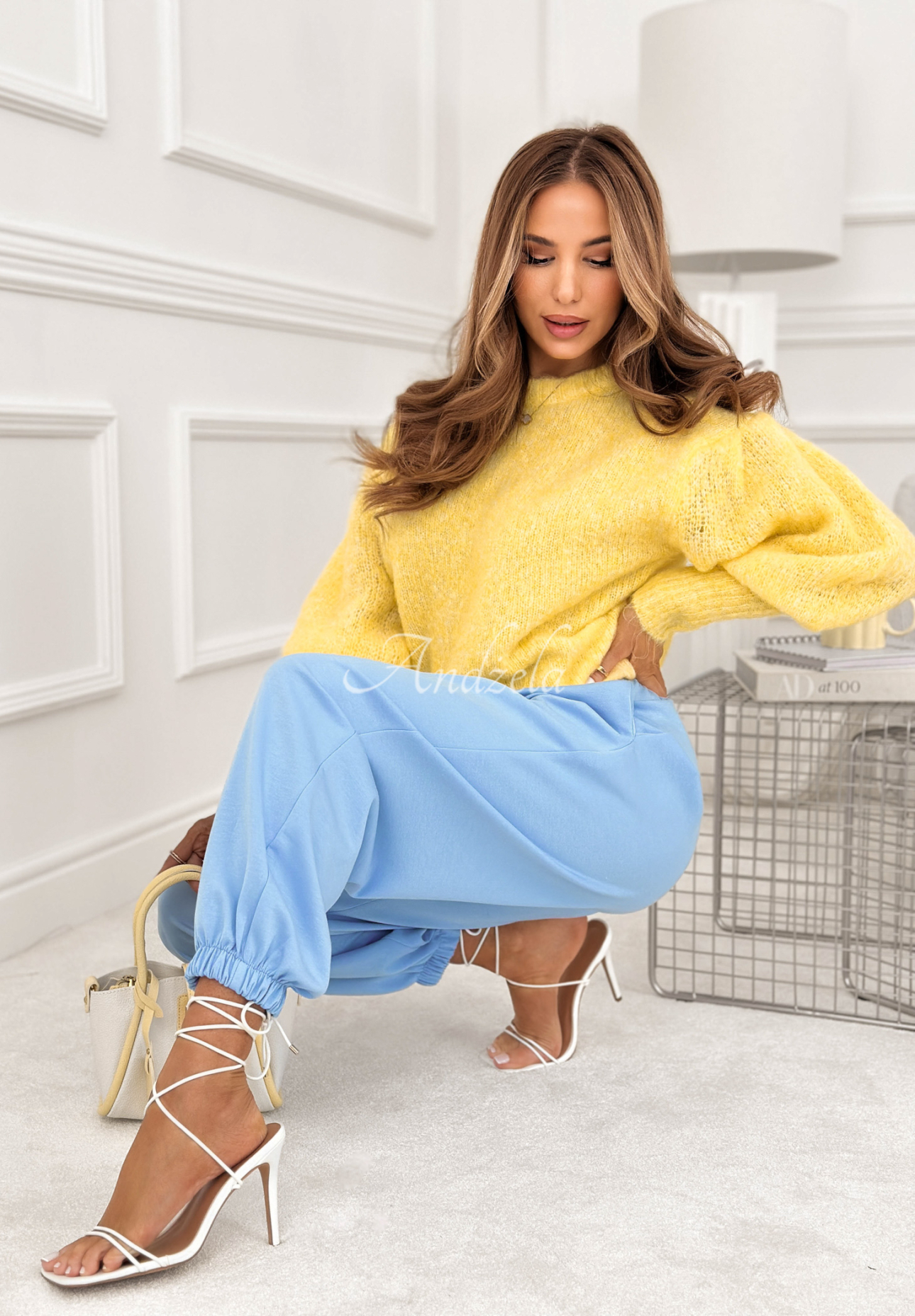 Viskózové nohavice s manžetami What You Wanted blankytné