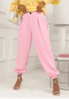 látkové Nohavice ze ściągaczami What You Wanted púdrovo ružová