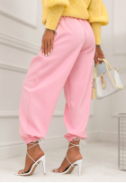 látkové Nohavice ze ściągaczami What You Wanted púdrovo ružová