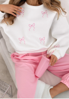 Mikina z haftowanymi kokardkami Bow Specials Biela