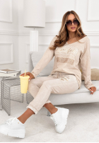 Blúzka z cekinami i nadrukiem Perfectly Imperfect béžová