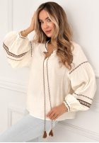 Blúzka z bufiastymi rękawami boho Arkansas Views ecru