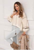 Blúzka z bufiastymi rękawami boho Arkansas Views ecru