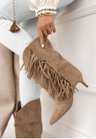 semiošové Členkové Topánky na szpilce z frędzlami With Every Step béžové