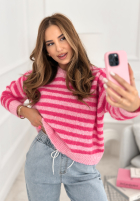 Sveter w paski Candy Lines ružový