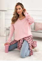 Ľahký Sveter z dekoltem Sensibility púdrovo ružová
