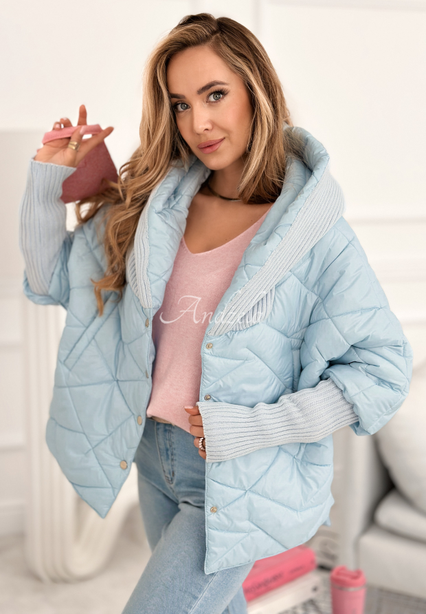 Bunda oversize s kapucňou Sancha blankytn&aacute;